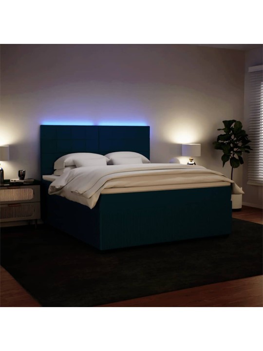 Box spring postel s matrací modrá 180 x 200 cm samet