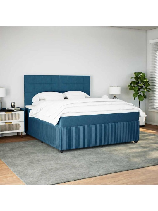 Box spring postel s matrací modrá 180 x 200 cm samet