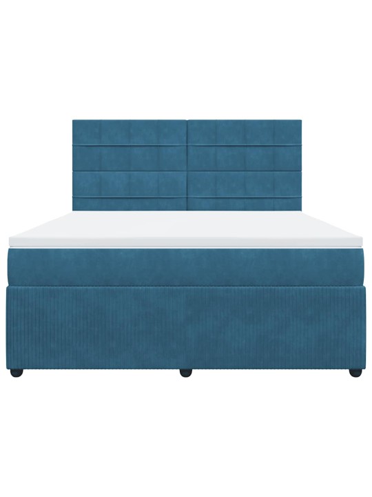 Box spring postel s matrací modrá 180 x 200 cm samet