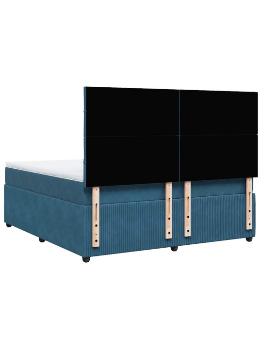 Box spring postel s matrací modrá 180 x 200 cm samet