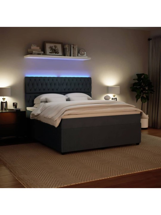 Box spring postel s matrací tmavě šedá 180x200 cm samet