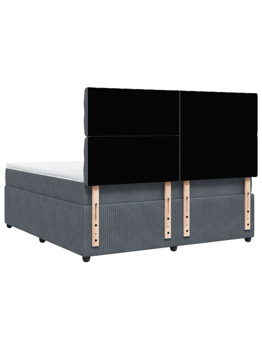 Box spring postel s matrací tmavě šedá 180x200 cm samet