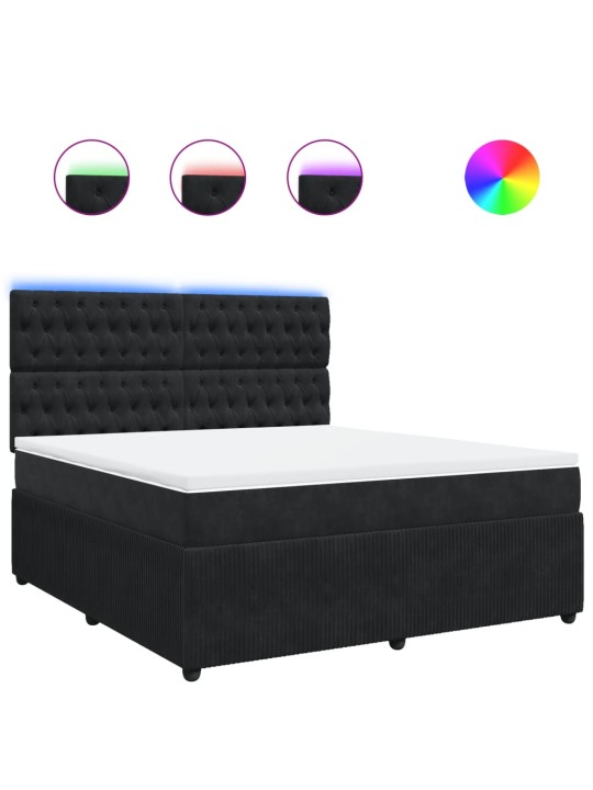 Box spring postel s matrací černá 180x200 cm samet