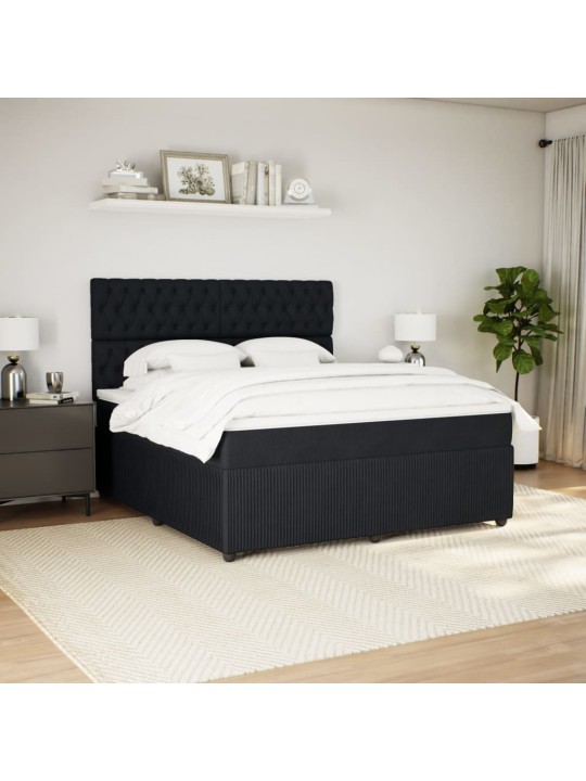 Box spring postel s matrací černá 180x200 cm samet