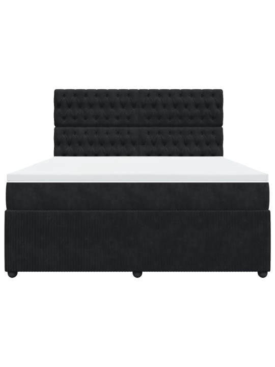 Box spring postel s matrací černá 180x200 cm samet