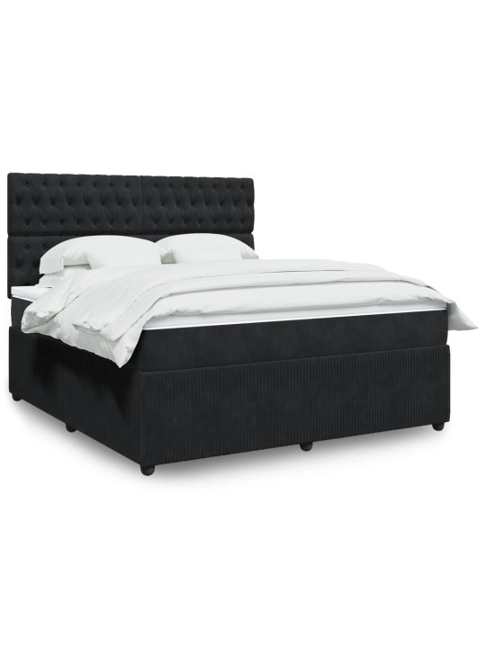 Box spring postel s matrací černá 180x200 cm samet