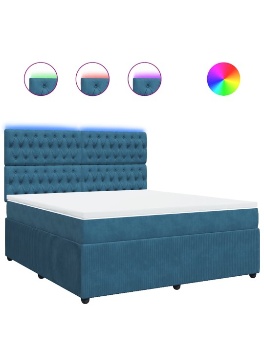 Box spring postel s matrací modrá 180 x 200 cm samet