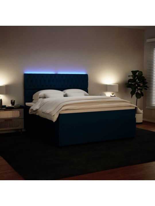 Box spring postel s matrací modrá 180 x 200 cm samet