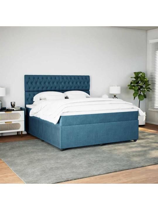 Box spring postel s matrací modrá 180 x 200 cm samet