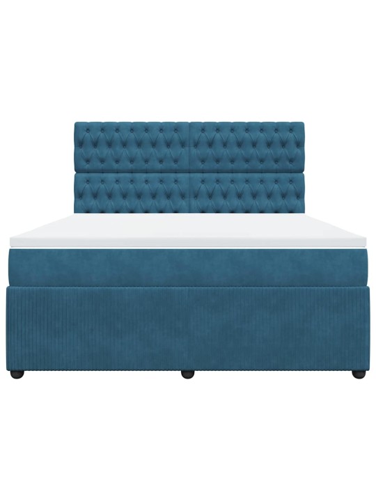 Box spring postel s matrací modrá 180 x 200 cm samet
