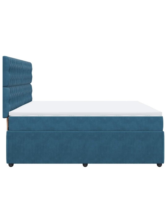 Box spring postel s matrací modrá 180 x 200 cm samet