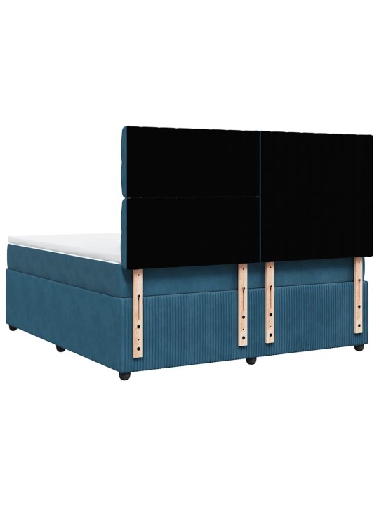 Box spring postel s matrací modrá 180 x 200 cm samet