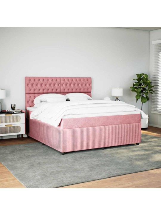 Box spring postel s matrací růžová 180x200 cm samet