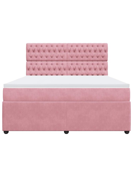 Box spring postel s matrací růžová 180x200 cm samet