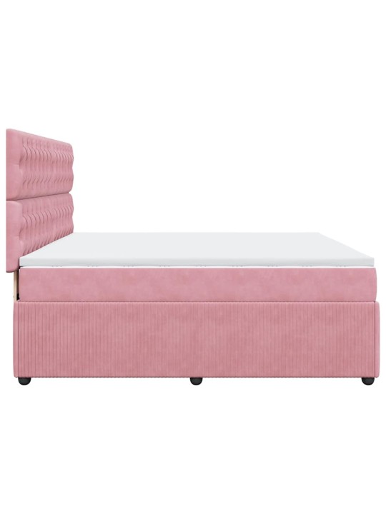 Box spring postel s matrací růžová 180x200 cm samet