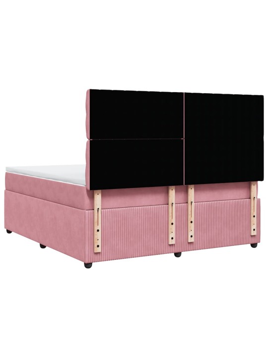 Box spring postel s matrací růžová 180x200 cm samet