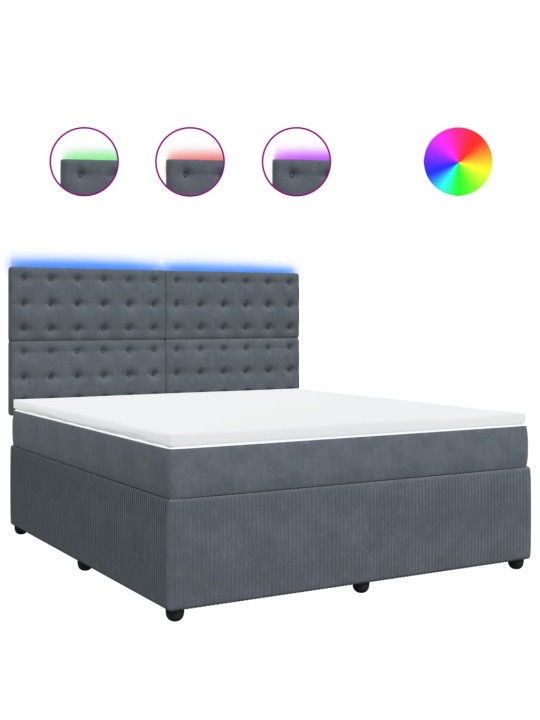 Box spring postel s matrací tmavě šedá 180x200 cm samet
