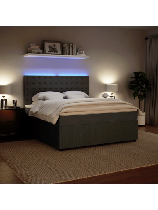 Box spring postel s matrací tmavě šedá 180x200 cm samet