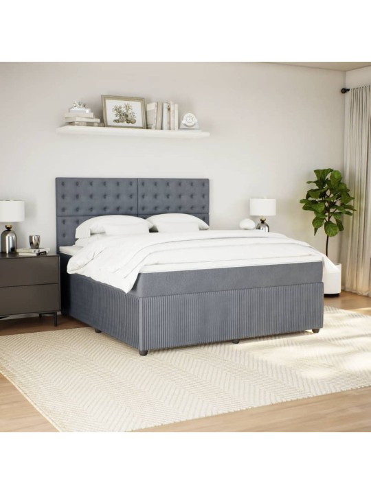 Box spring postel s matrací tmavě šedá 180x200 cm samet