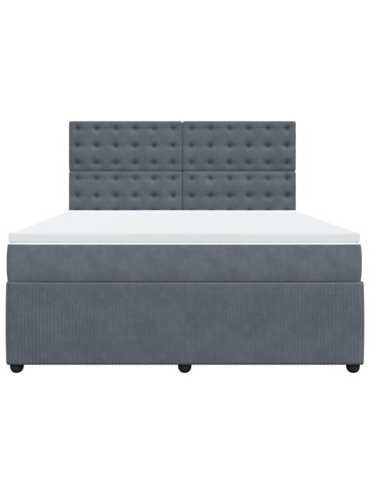 Box spring postel s matrací tmavě šedá 180x200 cm samet