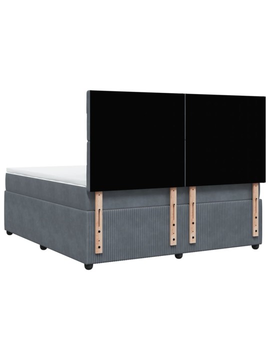Box spring postel s matrací tmavě šedá 180x200 cm samet