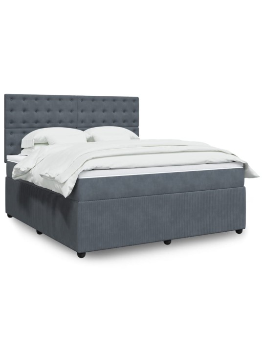 Box spring postel s matrací tmavě šedá 180x200 cm samet