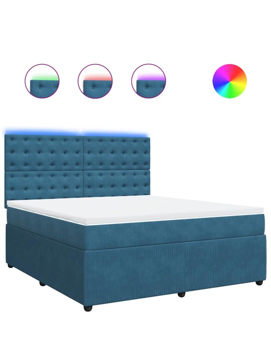 Box spring postel s matrací modrá 180 x 200 cm samet