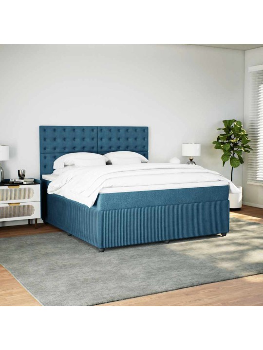 Box spring postel s matrací modrá 180 x 200 cm samet