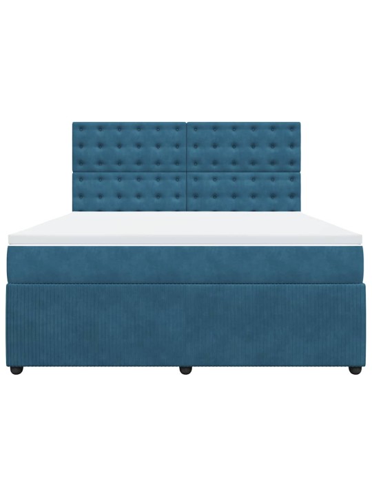 Box spring postel s matrací modrá 180 x 200 cm samet