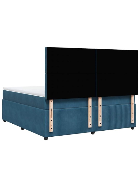 Box spring postel s matrací modrá 180 x 200 cm samet