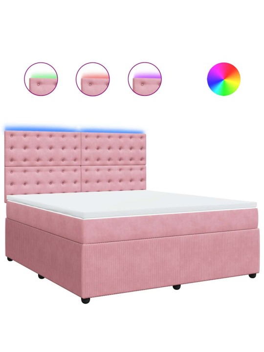 Box spring postel s matrací růžová 180x200 cm samet