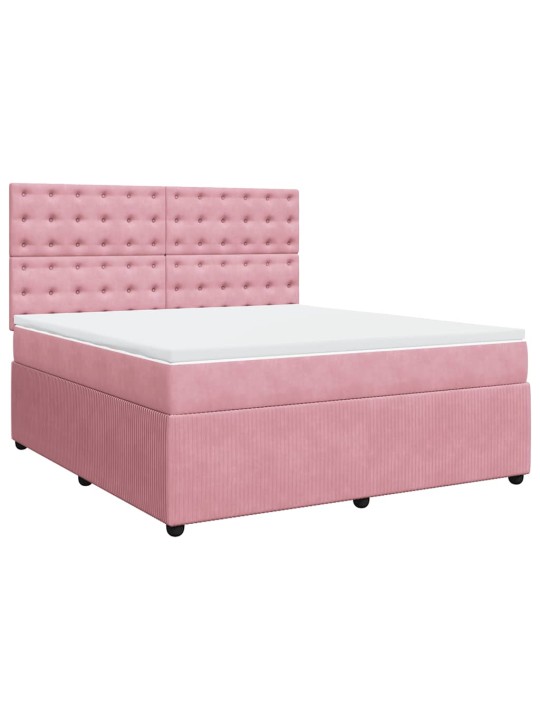Box spring postel s matrací růžová 180x200 cm samet
