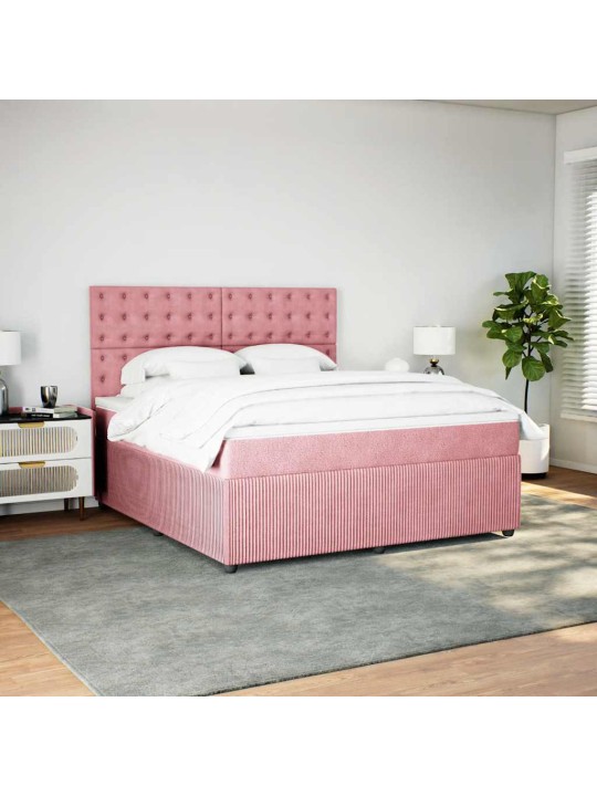 Box spring postel s matrací růžová 180x200 cm samet