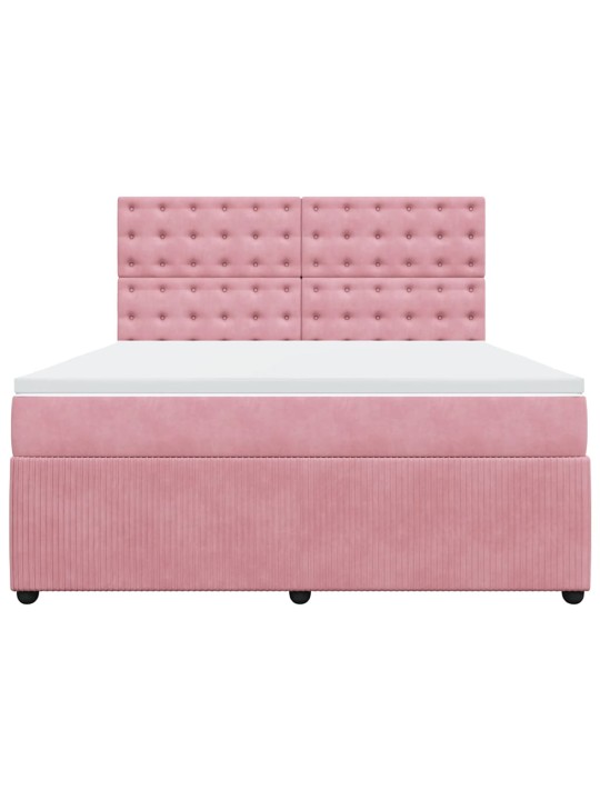 Box spring postel s matrací růžová 180x200 cm samet