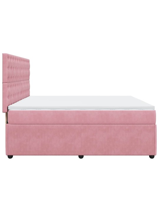 Box spring postel s matrací růžová 180x200 cm samet