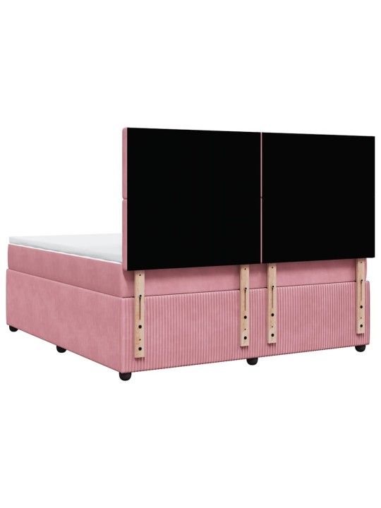 Box spring postel s matrací růžová 180x200 cm samet
