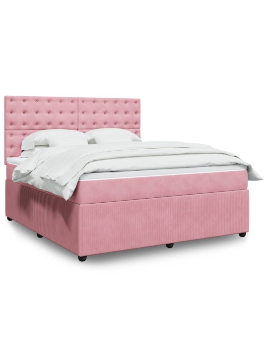 Box spring postel s matrací růžová 180x200 cm samet