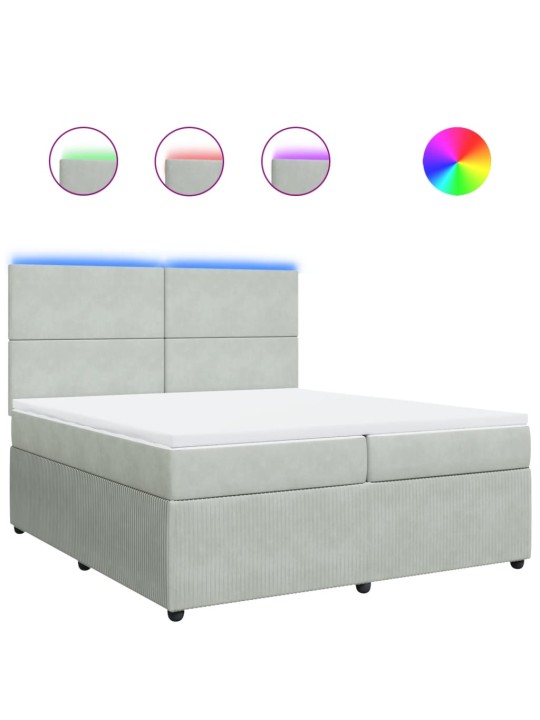 Box spring postel s matrací světle šedá 200x200 cm samet