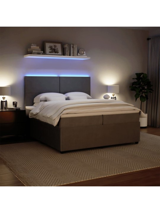 Box spring postel s matrací světle šedá 200x200 cm samet