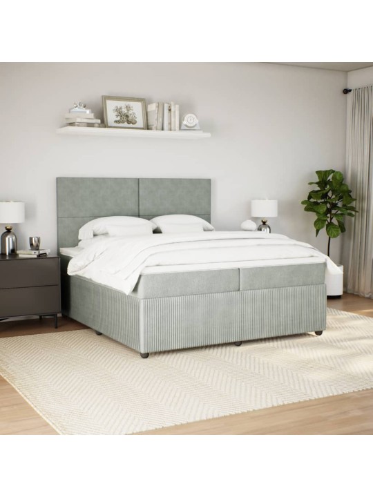 Box spring postel s matrací světle šedá 200x200 cm samet