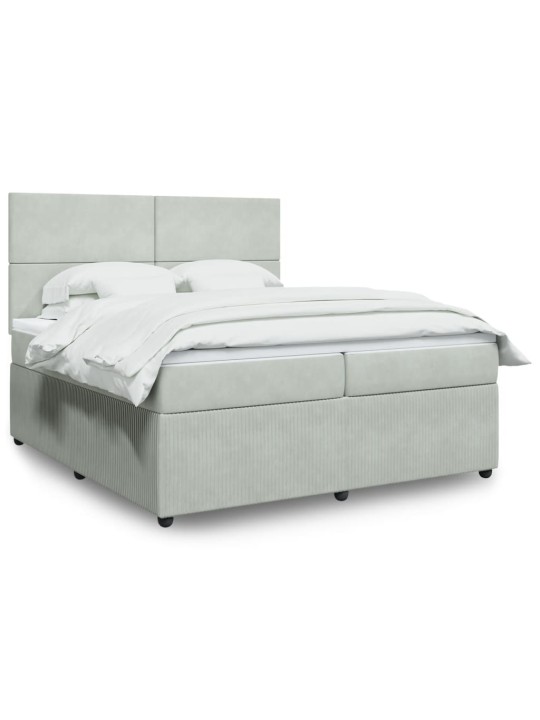Box spring postel s matrací světle šedá 200x200 cm samet