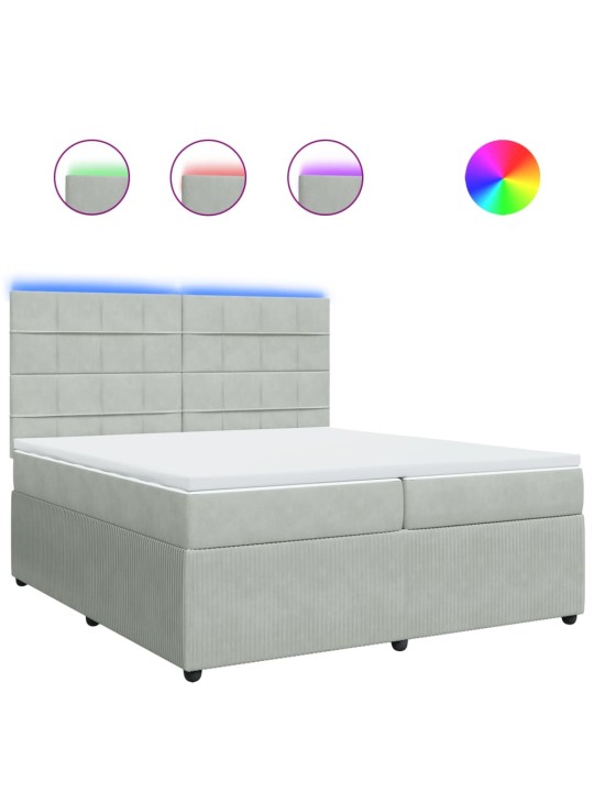 Box spring postel s matrací světle šedá 200x200 cm samet