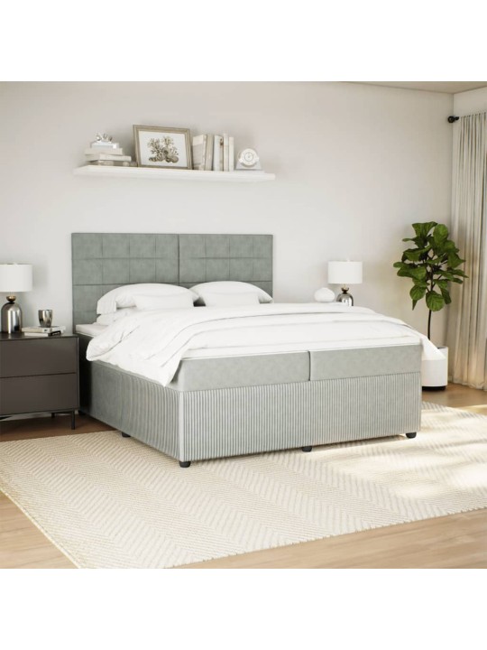 Box spring postel s matrací světle šedá 200x200 cm samet