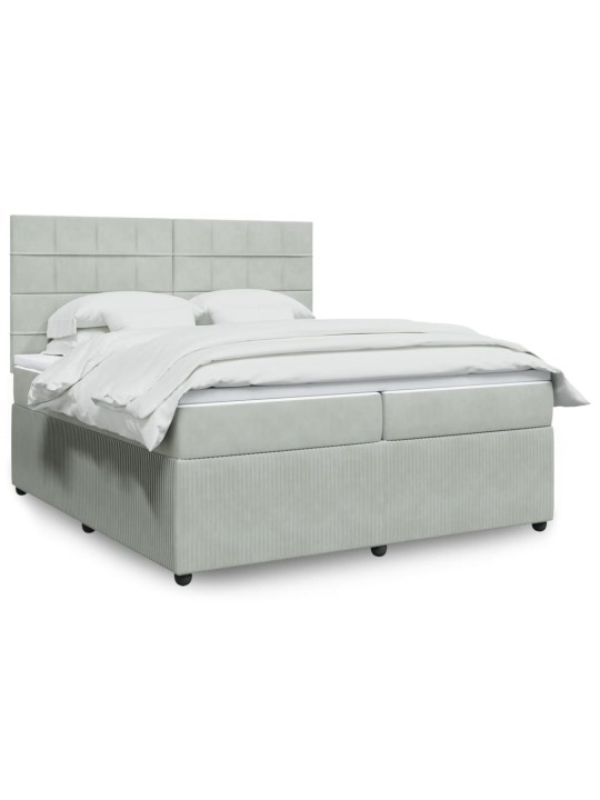 Box spring postel s matrací světle šedá 200x200 cm samet