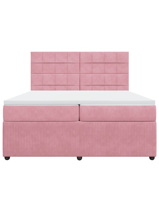 Box spring postel s matrací růžová 200x200 cm samet