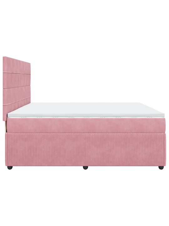 Box spring postel s matrací růžová 200x200 cm samet