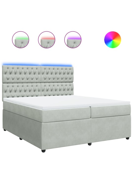 Box spring postel s matrací světle šedá 200x200 cm samet