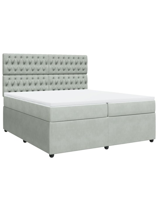 Box spring postel s matrací světle šedá 200x200 cm samet