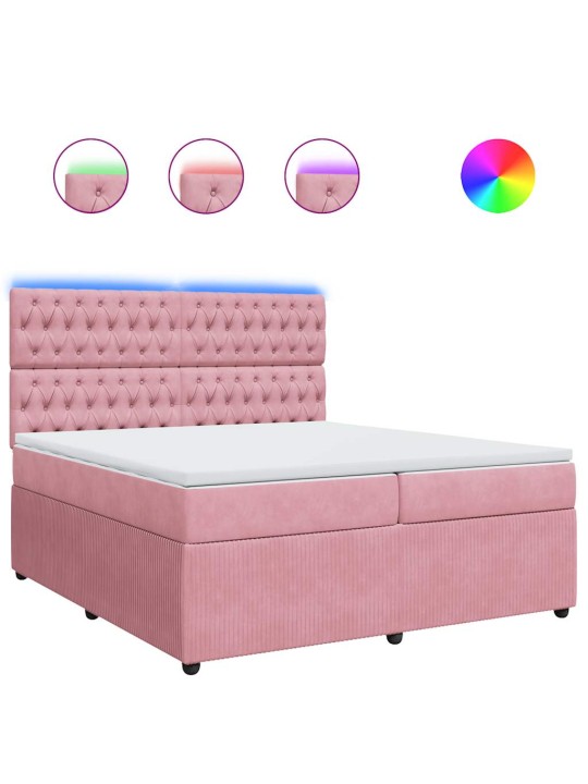 Box spring postel s matrací růžová 200x200 cm samet