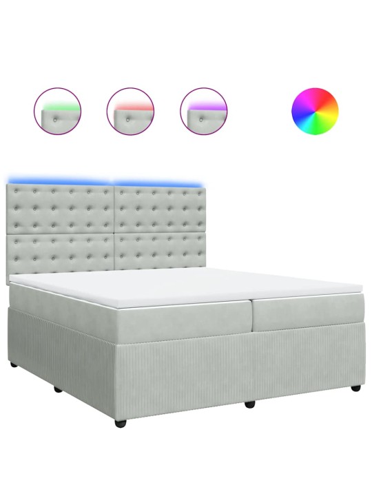 Box spring postel s matrací světle šedá 200x200 cm samet